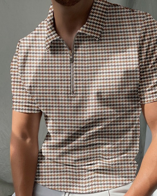 Houndstooth texture polo shirt