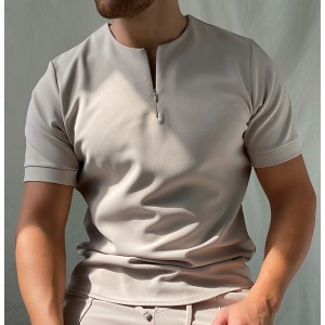 Solid color polo shirt without zipper