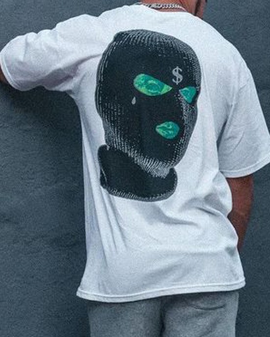 Street Masked Expression Printed Hip Hop T-shirt HF3014-02-02