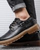 Men Crocodile Embossed Lace Up Soft Soled PU Leather Boots