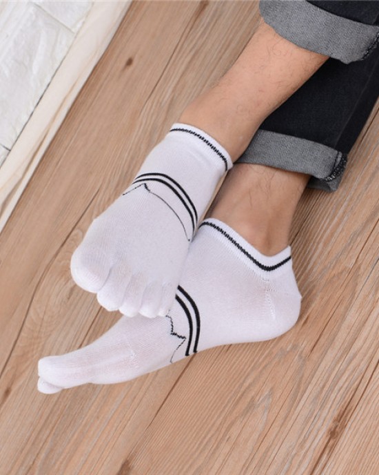 Men Summer Cotton Causal Short Socks Deodorant Sweat Five Toe Socks