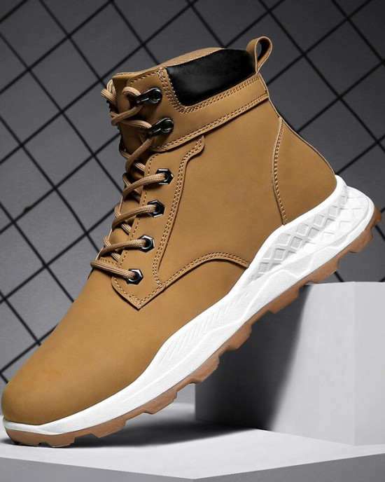 Men Comfy Slip Resistant Lace Up Casual Sport Boots